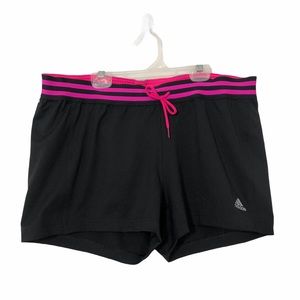 Adidas Black Athletic Shorts, Black/Pink, Sz L